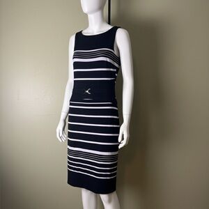 White House black market Elegant Black and White Striped Dress